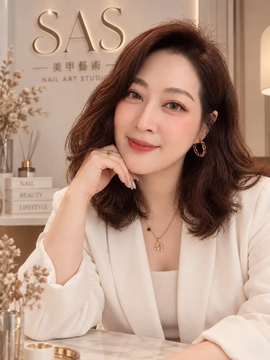 SAS 主理人小梅白色服裝形象照